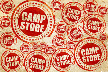 camp store, red stamp on a grunge paper texture
