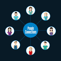 People icon. Connections concept. Flat illustration. Social medi