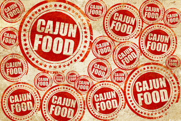 cajun food, red stamp on a grunge paper texture