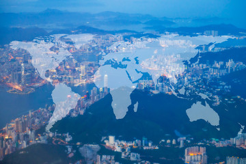 World Global Cartography Globalization ,hongkong island backgrou