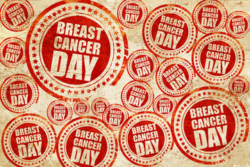 breast cancer day, red stamp on a grunge paper texture
