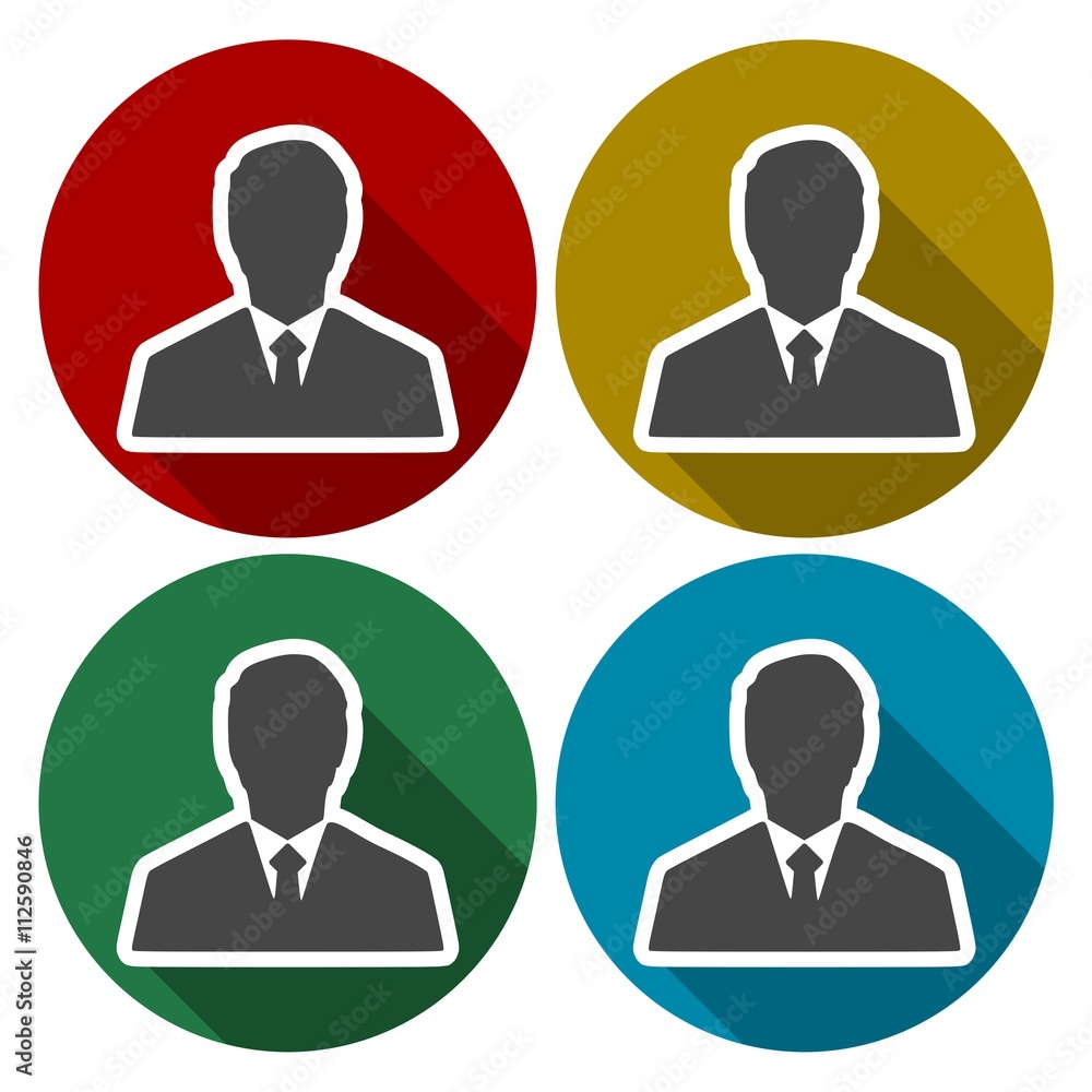 Poster management avatar user profile icons set with long shadow
