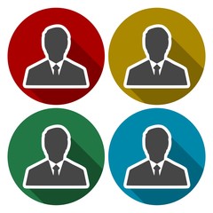 Management avatar user profile icons set with long shadow