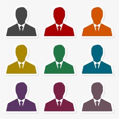 Management avatar user profile sticker set