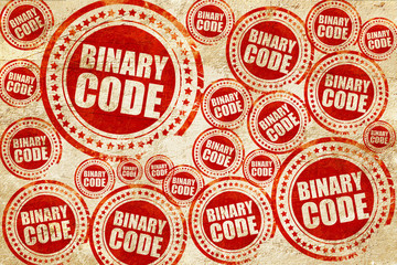 binary code, red stamp on a grunge paper texture