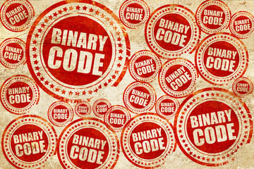 Obraz premium binary code, red stamp on a grunge paper texture