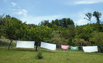 Hanging Clothes on House Garden