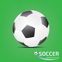soccer ball on green background with shadow, football, soccer, v