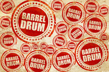 barrel drum, red stamp on a grunge paper texture
