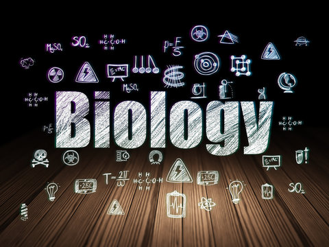 Science concept: Biology in grunge dark room
