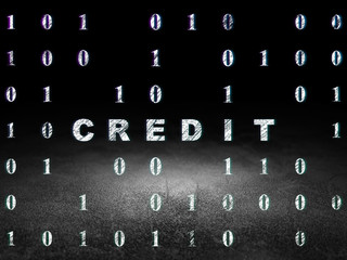 Obraz premium Finance concept: Credit in grunge dark room