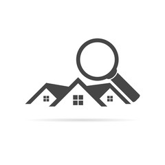 Real Estate vector logo, House search abstract concept 