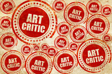 art critic, red stamp on a grunge paper texture