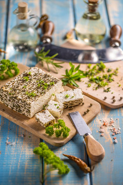 Cheese with fresh herbs