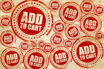 add to cart, red stamp on a grunge paper texture