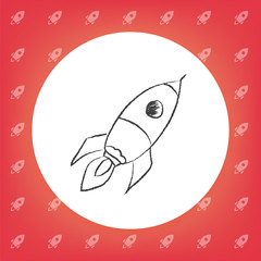 Doodle style retro rocket or spaceship vector illustration
