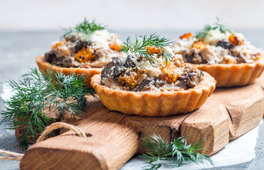 tarts with fresh seasonal mushrooms