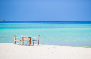 Summer empty outdoor cafe at exotic island in indian ocean