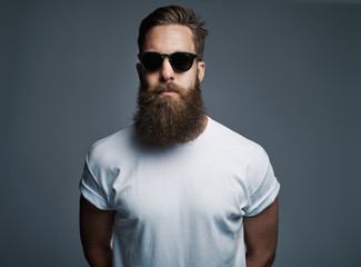 Bearded handsome man with sunglasses