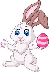 Little bunny holding easter egg