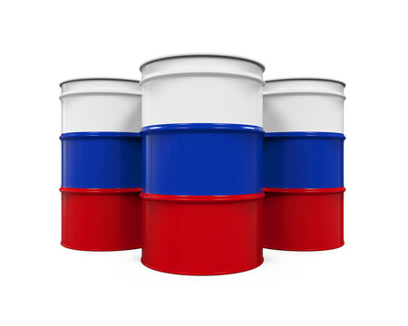 Russian Flag Oil Barrel
