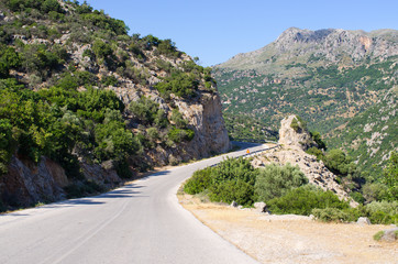 Fototapeta na wymiar Road in the hills on Crete island, Greece