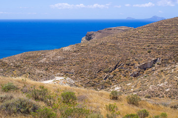 Fototapeta na wymiar Shore of Santorini island, Greece