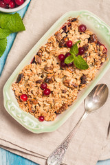 granola with cranberries and pears