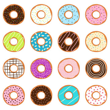 Set of donuts, vector illustration