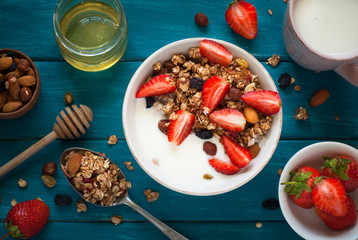 Granola and ingredients.
