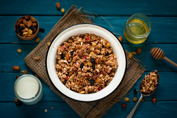 Granola and ingredients.