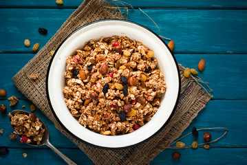 Granola and ingredients.
