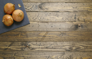 Onions on a chopping board