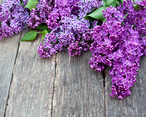lilac on wooden surface