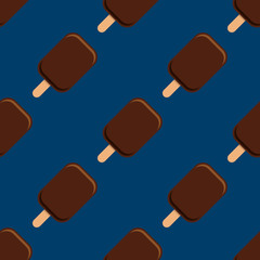 Icono plano patrón con polo de chocolate sobre fondo azul