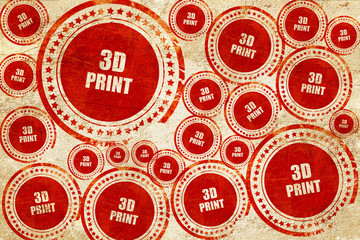 3d print, red stamp on a grunge paper texture