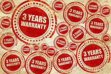 3 year warranty, red stamp on a grunge paper texture
