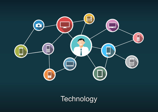 Technology network concept illustration.
