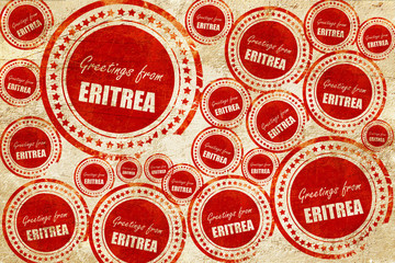 Greetings from eritrea, red stamp on a grunge paper texture