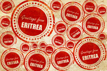 Obraz premium Greetings from eritrea, red stamp on a grunge paper texture