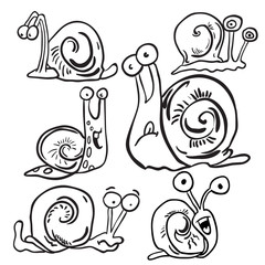 black and white bunch of snails