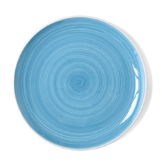 empty blue dinner plate isolated on a white background