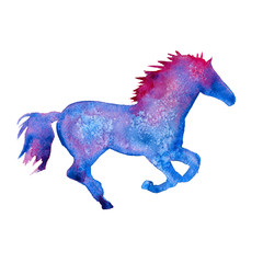 silhouette of a horse. isolated. watercolor illustration