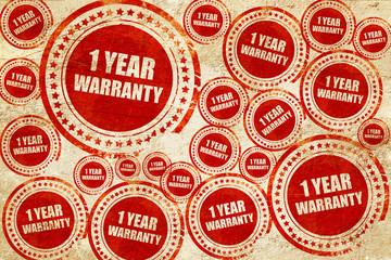 1 year warranty, red stamp on a grunge paper texture