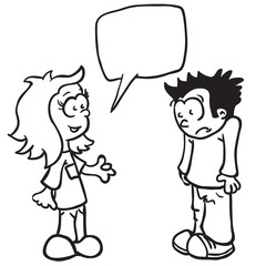 black and white girl and boy talking