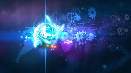 Digital technology concept.World connected.Social network concep