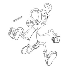 black and white girl late for school