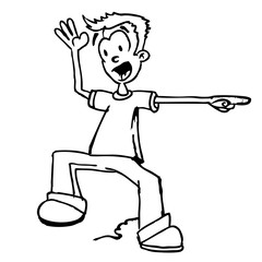 black and white hand drawn boy shouting