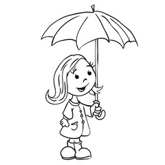 black ad white little girl with umbrella