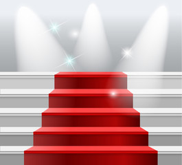 staircase with red carpet